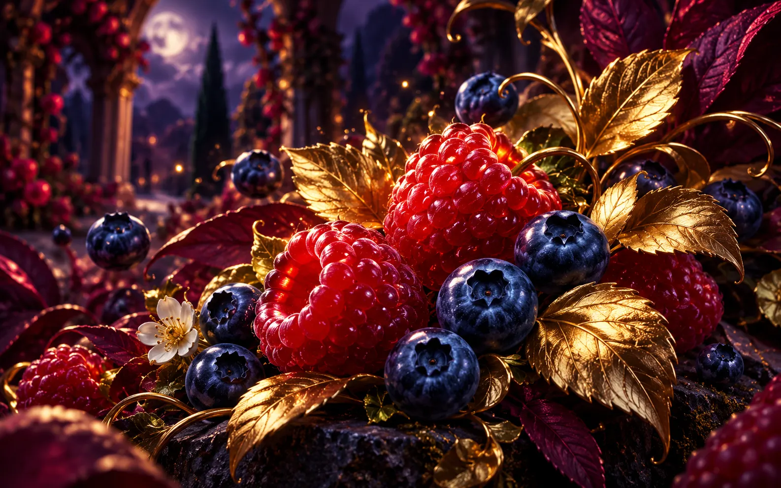 Jewel-like berries in a midnight garden for the Berry Blast review